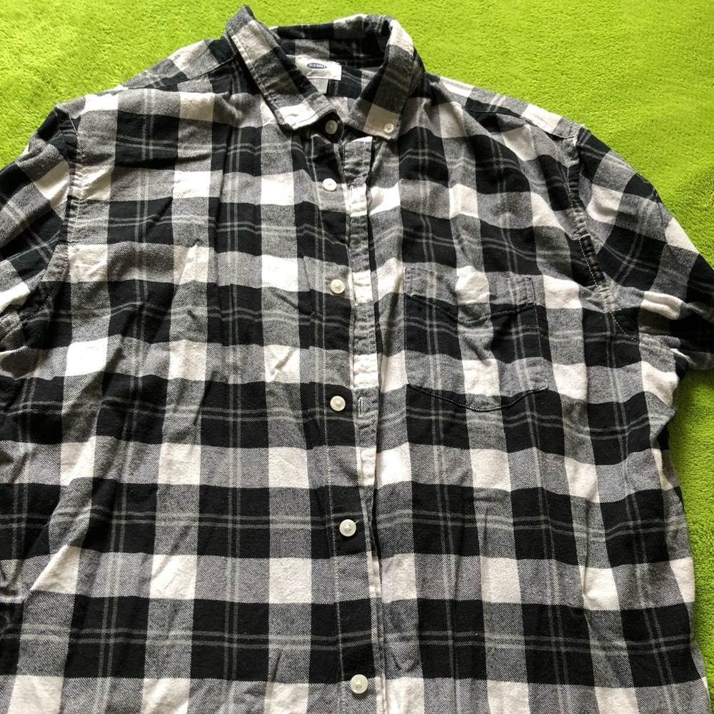 black and white flannel shirt